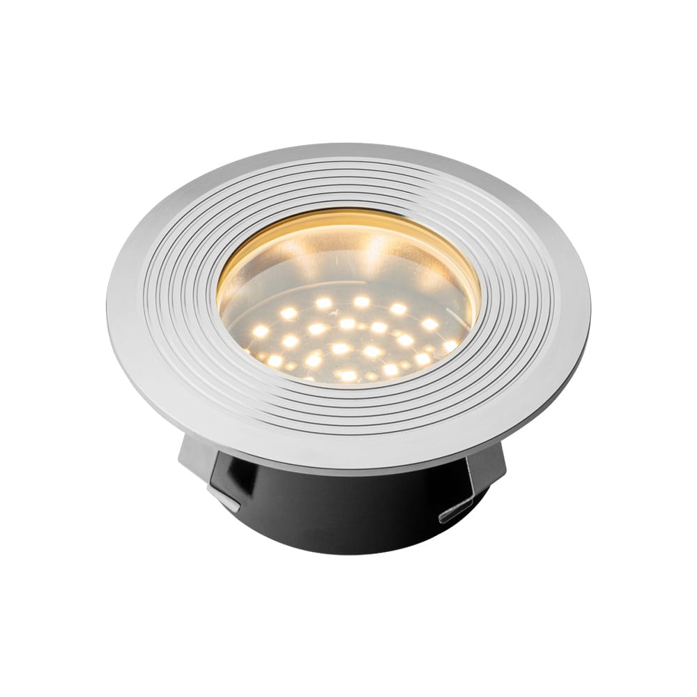 Onyx 90 LED Grondspot - 2 Watt - 18 Lumen - 2700K warm wit - 12V - Tuinspot - IP67 Waterdicht - Vlonderspot - Rond - RVS | Lightpro