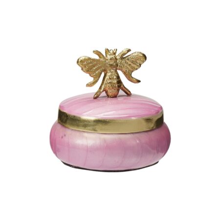 Opbergdoosje metaal roze met bij 8cm | Home & Styling