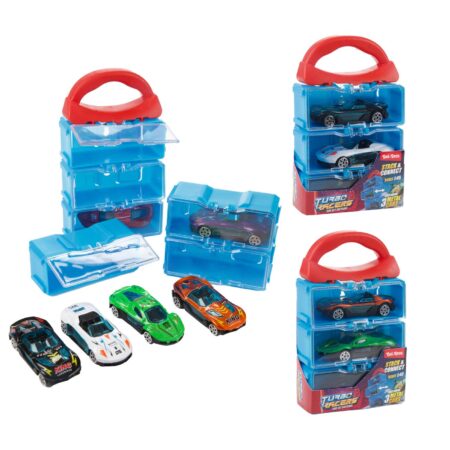 Opbergkoffer met 3st metalen auto 2ass | Toi-Toys