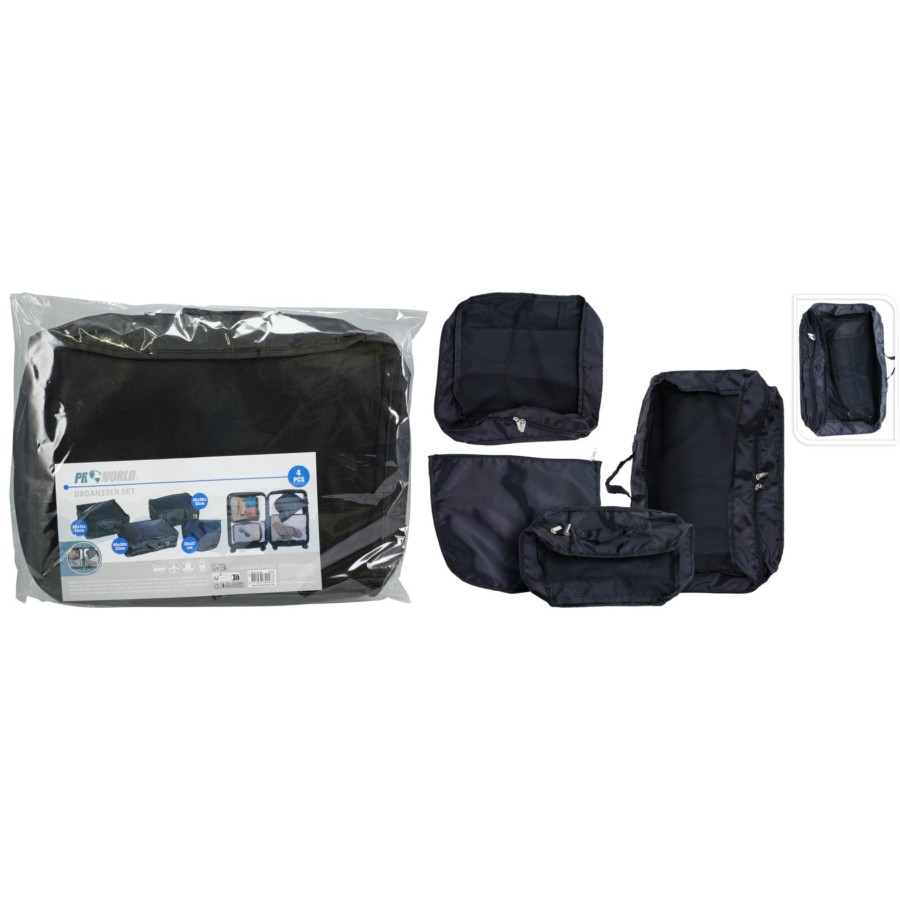 Opbergtas Voor Koffer Set 4 stuks Zwart |