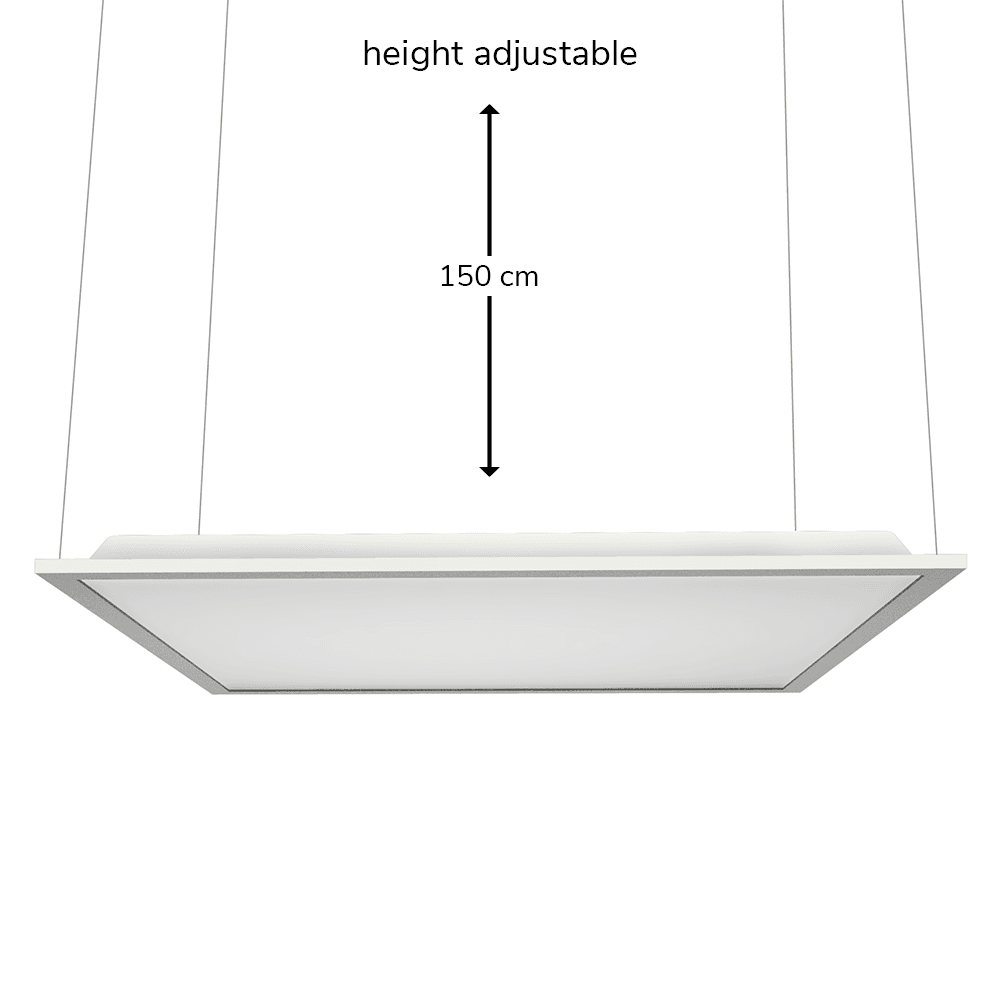 Ophangsysteem voor 60x60 en 30x120 cm LED Paneel - Verstelbaar in hoogte 150 cm - Incl. bevestigingsmaterialen - Ophangset - Staal | HOFTRONIC