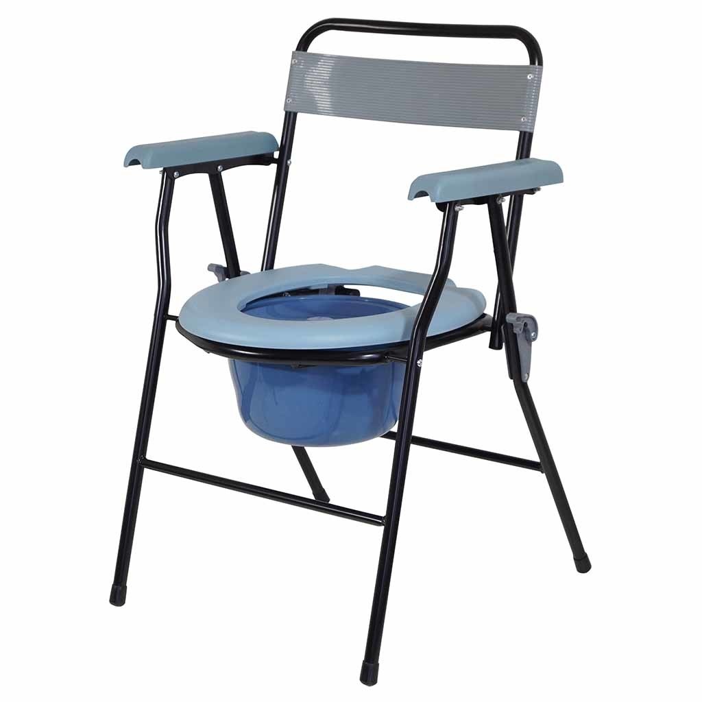 Opvouwbare Toiletstoel / Postoel | Met toiletemmer | Inklapbaar | Grijs | VR252F | ThuiszorgwinkelXL