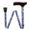 Opvouwbare wandelstok | Gebloemd | Blauw | Lengte 84 - 94 cm | Houten handvat | PR30120-BP | ThuiszorgwinkelXL