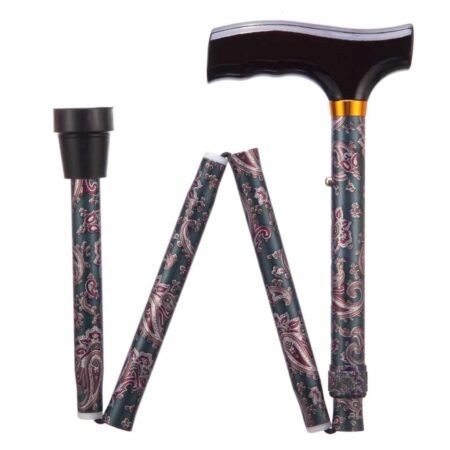 Opvouwbare wandelstok | Paisley | Lengte 74 - 84 cm | Houten handvat | Aluminium | PR30120-PASS | ThuiszorgwinkelXL