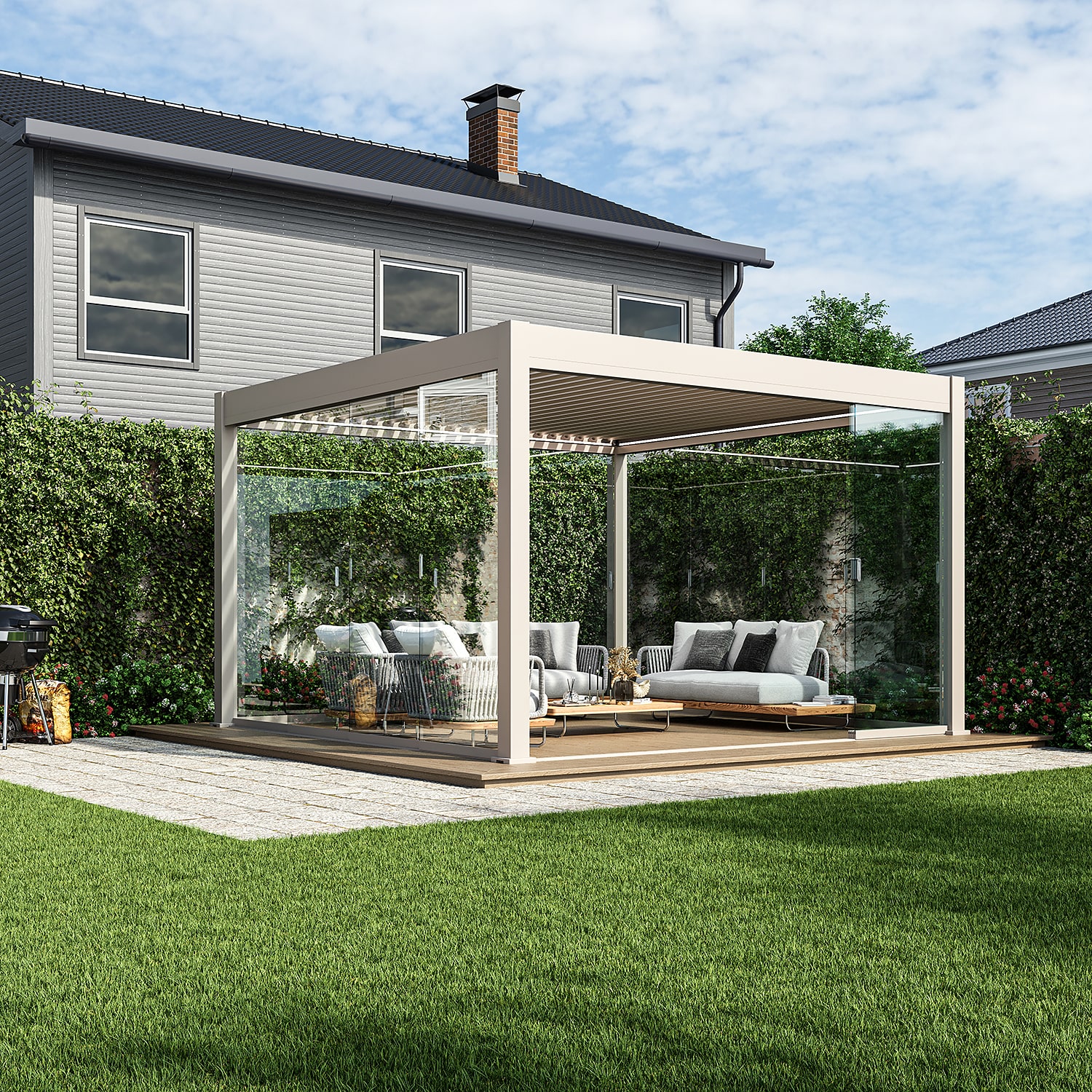 Orion glazen schuifwand 300 cm - Zand | Orion