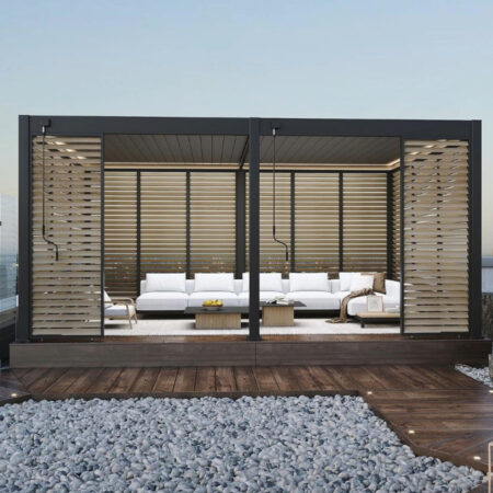 Orion schutterpaneel vast horizontaal 400 cm - Antraciet/hout | Orion