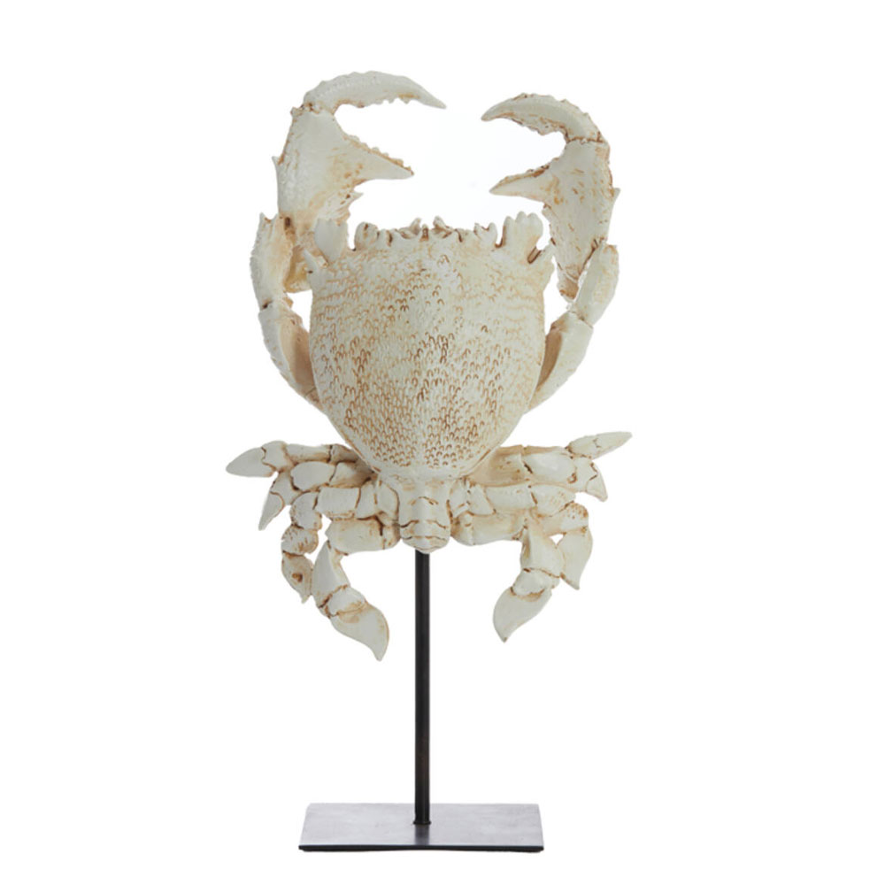 Ornament op voet Crab gebroken wit | Light & Living