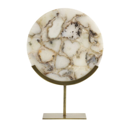 Ornament op voet Gouya wit agaat + antiek brons M | Light & Living