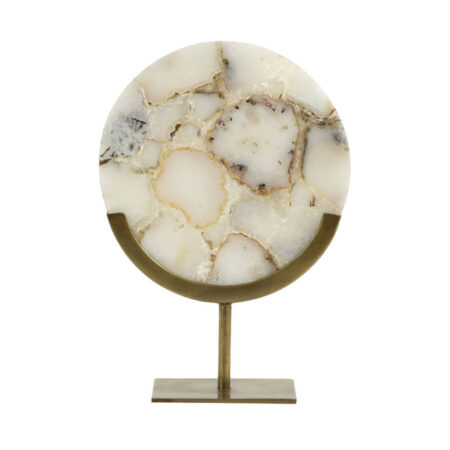 Ornament op voet Gouya wit agaat + antiek brons S | Light & Living