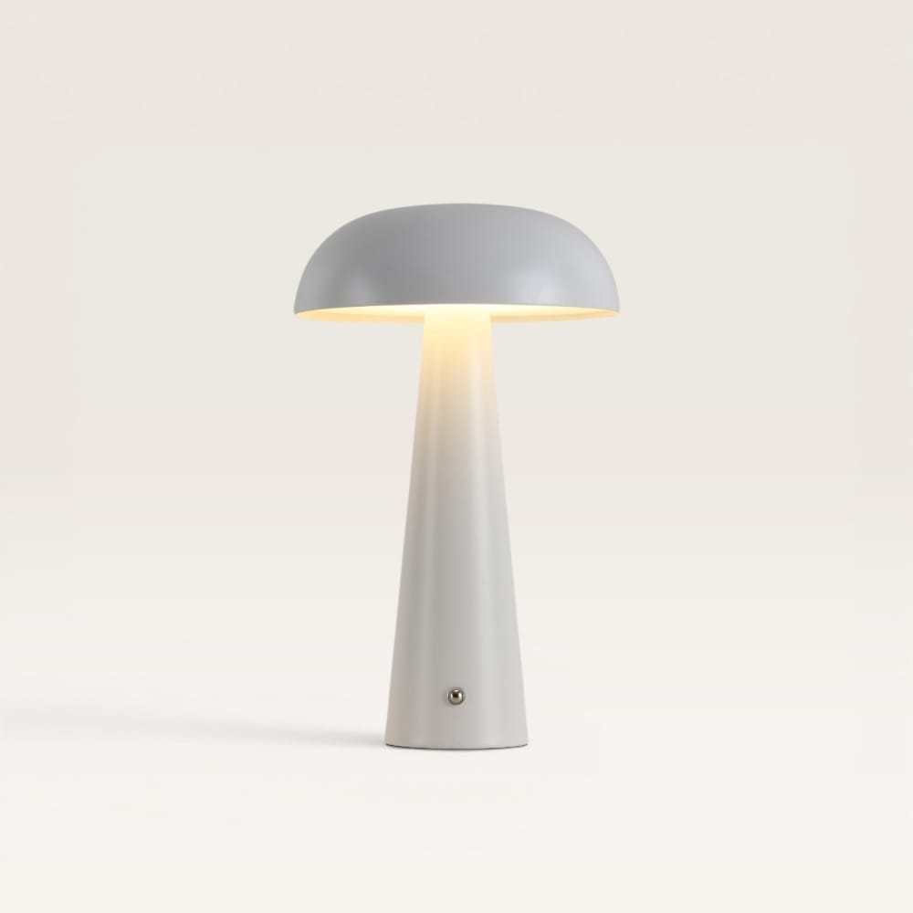 Oryllo - Paddenstoel lamp oplaadbaar Wit 30 cm - Dressoir lamp - Tafellamp horeca - Dimbaar - Glazen kap - Modern design - USB-C - 3000K/4500K/6500K | LUSENZ