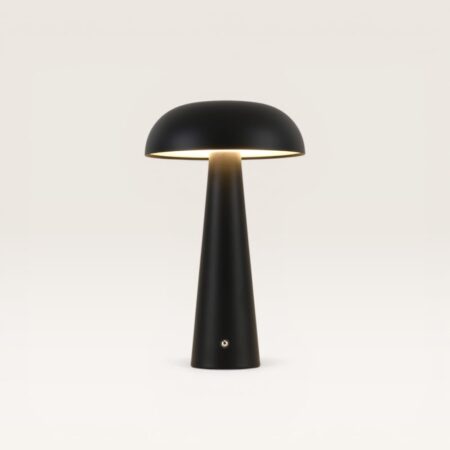 Oryllo - Paddenstoel lamp oplaadbaar Zwart 30 cm - Dressoir lamp - Tafellamp horeca - Dimbaar - Glazen kap - Modern design - USB-C - 3000K/4500K/6500K | LUSENZ