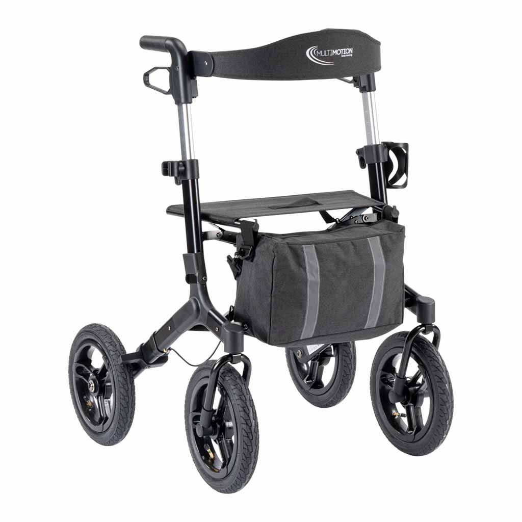 Outdoor rollator met luchtbanden | Kies uw kleur : Zwart | MultiMotion | MultiMotion