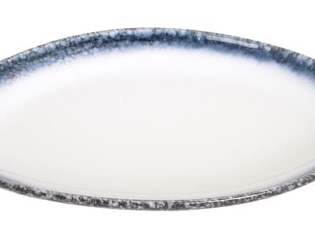 Ovaal Porseleinen Bord - Tajimi - Grijs/Wit Marmer Effect - 26.7 x 19 x 3cm | Tokyo Design Studio