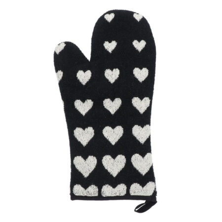 Oven Glove Hearts Black | Bunzlau Castle