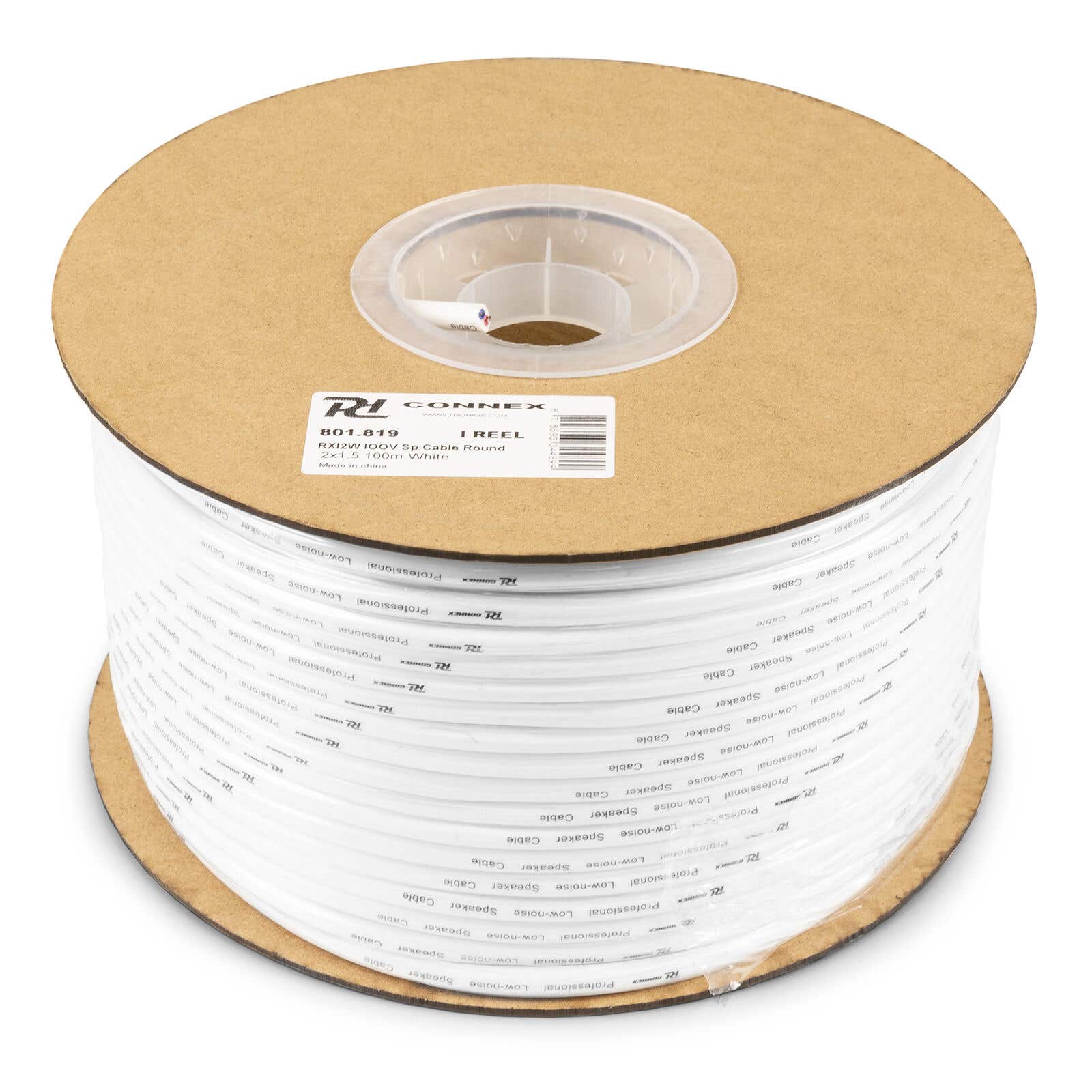 PD Connex 100V luidsprekerkabel 2x 1.5mm² 15A - Wit - 100 meter rol | PD Connex