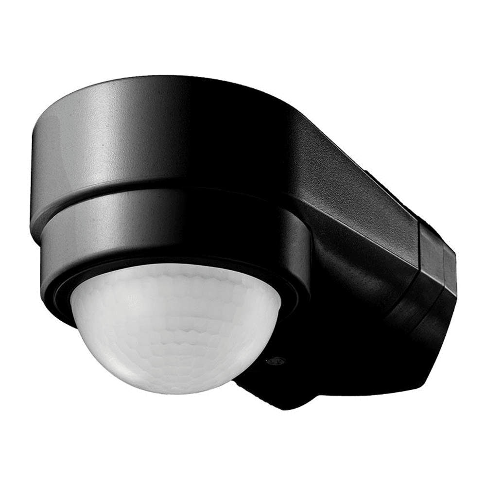 PIR bewegingssensor met schemerschakelaar - 240° - Opbouw - 10 meter bereik - Maximaal 600 Watt - IP65 waterdicht - zwart | HOFTRONIC
