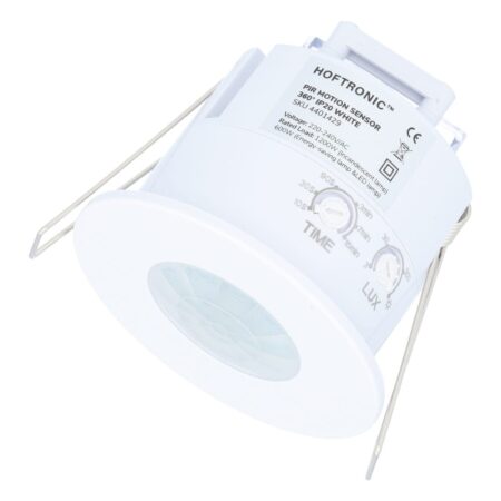 PIR bewegingssensor met schemerschakelaar - 360° - Opbouw - 8 meter bereik - Maximaal 600 Watt - IP20 voor binnen - Wit | HOFTRONIC