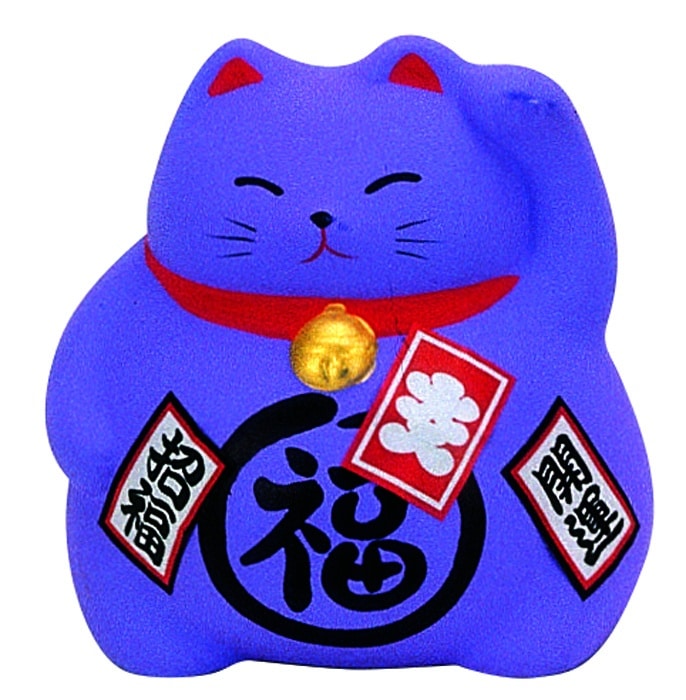 Paarse Lucky Cat Figuur - Traditioneel Gelukssymbool - 9cm | Tokyo Design Studio