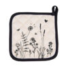 Pannenlap beige met bloemen zwart | Clayre&Eef