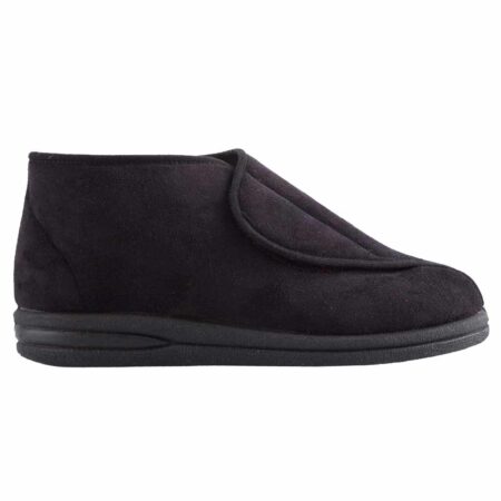Pantoffel zwart hoog heren | MSF | Maat 43 | Wijde opening en klittenbandsluiting | MS7001BK-43 | MSF