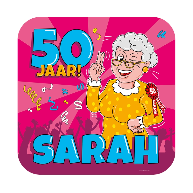 Paperdreams Huldeschild - Sarah cartoon | Paperdreams