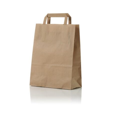 Papieren draagtas Bruin 22x10x28cm 50st | Merkloos