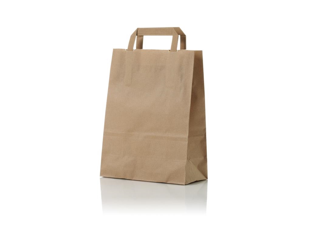 Papieren draagtas Bruin 22x10x28cm 50st | Merkloos