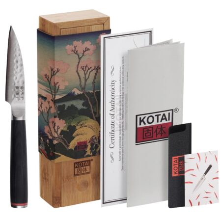 Paring Chef Mes van Kotai - Gehamerd Japans Staal met Bamboe Box - 10cm | Tokyo Design Studio