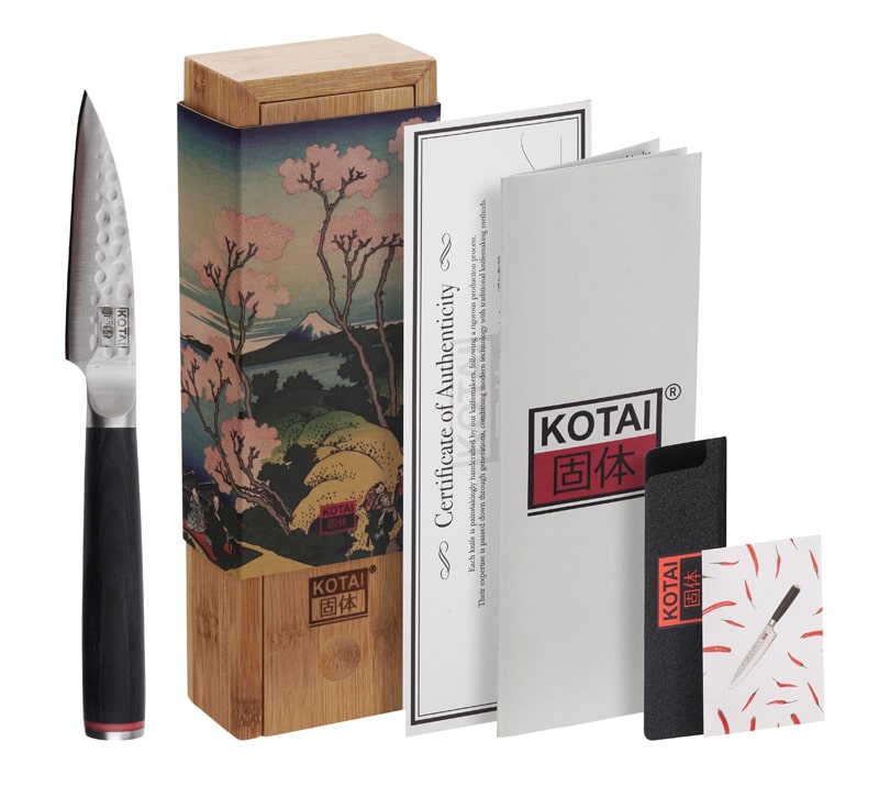 Paring Chef Mes van Kotai - Gehamerd Japans Staal met Bamboe Box - 10cm | Tokyo Design Studio