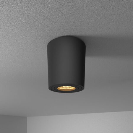 Paxton LED Opbouwspot - 4 Watt 345 lumen - 2700K warm wit - GU10 - Badkamer Opbouwspot - Dimbaar - IP65 Waterdicht - Rond - Voor binnen en buitengebruik - Zwart | HOFTRONIC