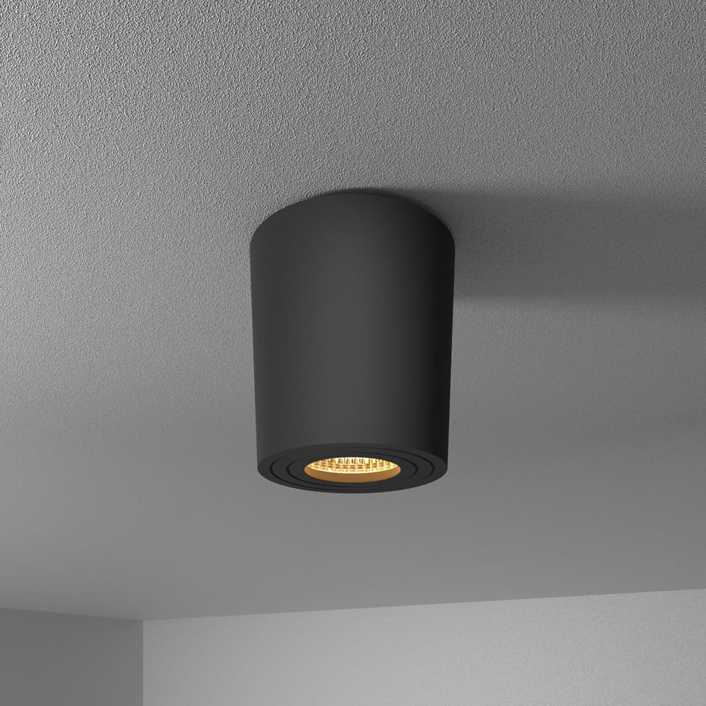 Paxton LED Opbouwspot - 4 Watt 345 lumen - 2700K warm wit - GU10 - Badkamer Opbouwspot - Dimbaar - IP65 Waterdicht - Rond - Voor binnen en buitengebruik - Zwart | HOFTRONIC