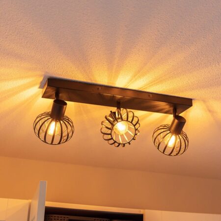 Petal - LED Plafondlamp - 3 spots - E14 Fitting - Kantelbaar & Draaibaar - Zwart | HOFTRONIC