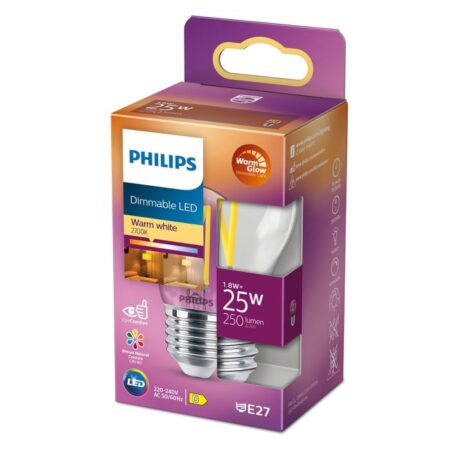 Philips Led Lamp E27 25W 250LM Kogel Filament Dimbaar | Philips