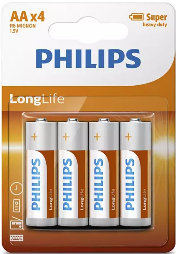 Philips batterij Longlife AA R6 12x4st | Philips