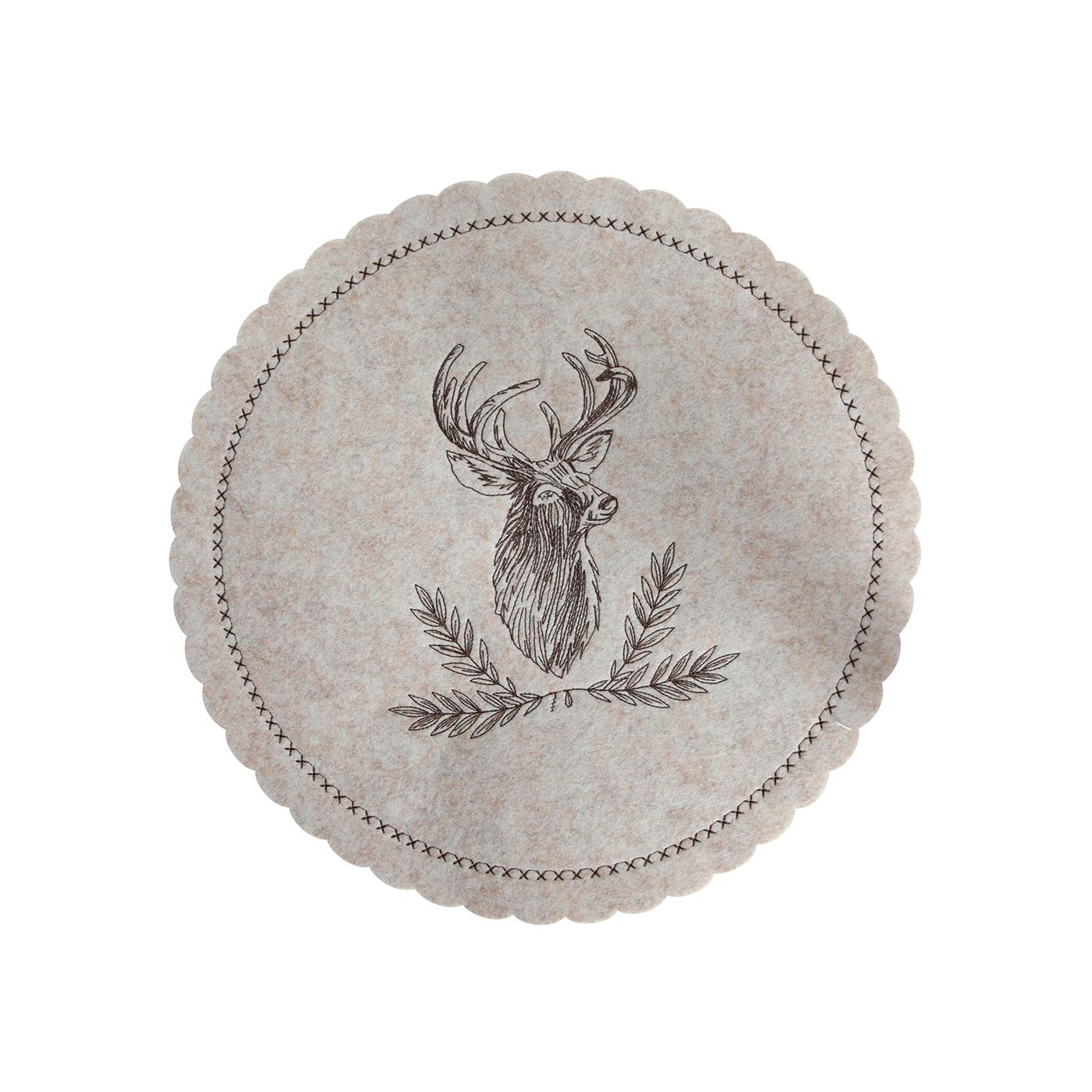 Placemat rendier vilt beige Ø35cm | Svenska Living