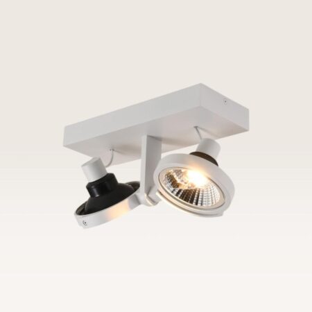 Plafondlamp Telesto bianco II - AR111-fitting - IP20 voor binnen - Wit - Aluminium - Dubbele spotlight | LUSENZ