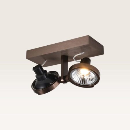 Plafondlamp Telesto bronzo II - AR111-fitting - IP20 voor binnen - Brons - Aluminium - Dubbele spotlight | LUSENZ