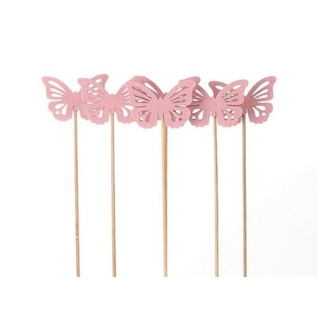 Plantensteker vlinder 6 stuks 50cm roze | HBX natural living
