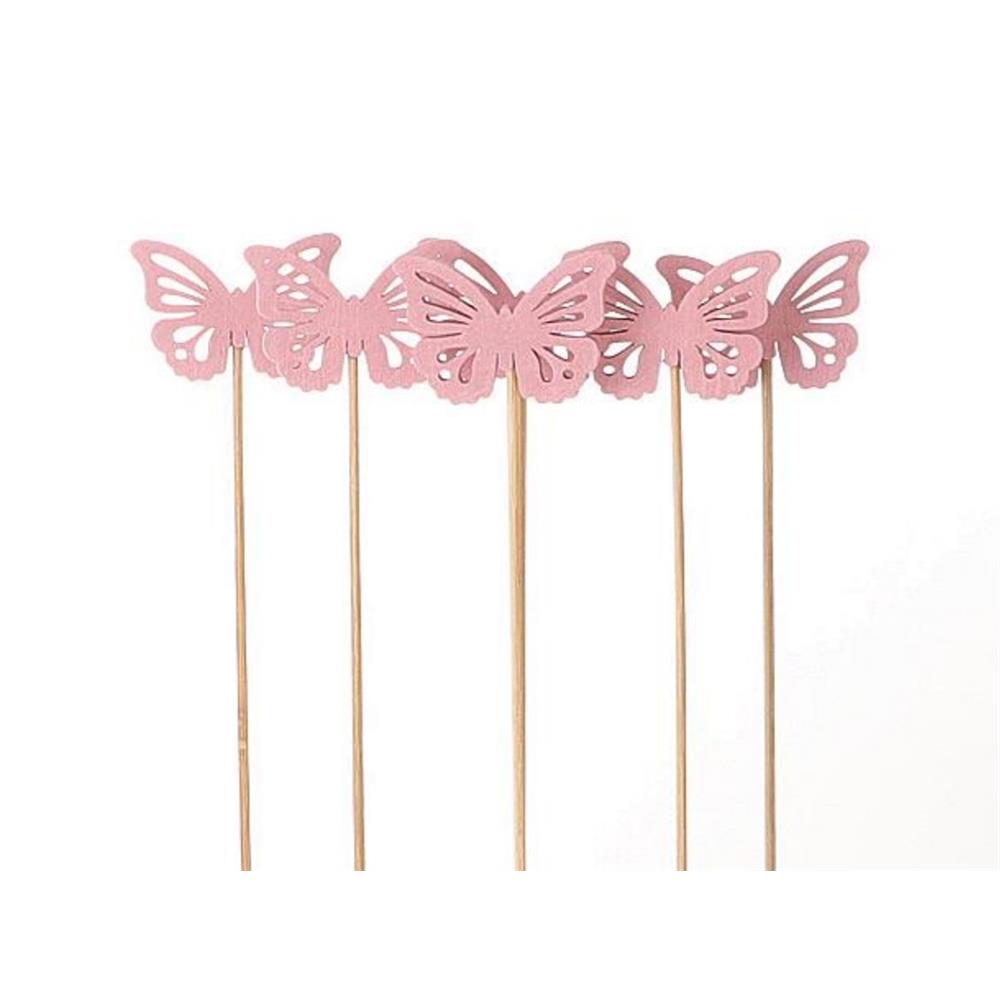 Plantensteker vlinder 6 stuks 50cm roze | HBX natural living
