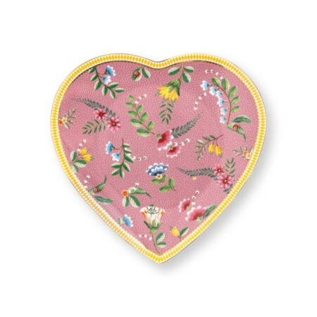 Plate heart La Majorelle Pink/ yellow 21.5 cm | PiP Studio