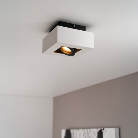 Pollux bianco I by LUSENZ - Vierkante plafondlamp met richtbare spot
