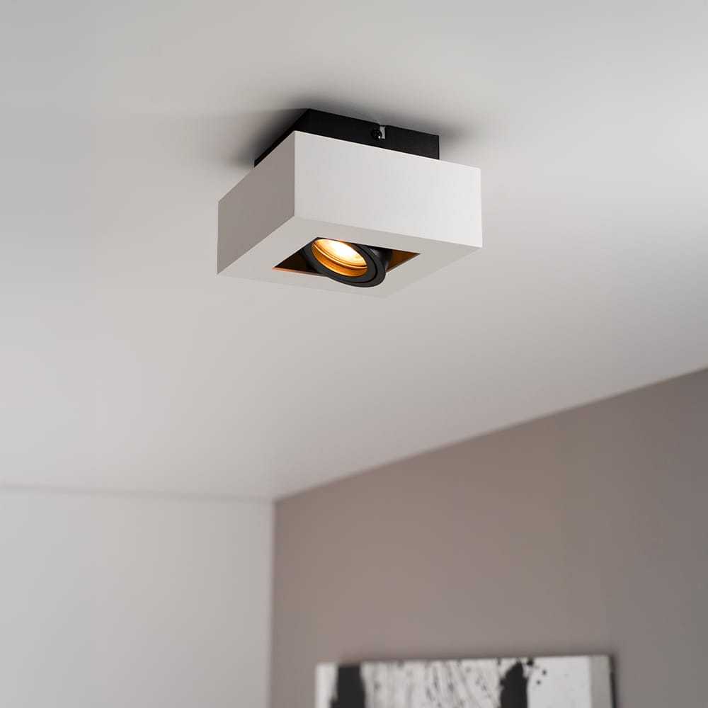 Pollux bianco I by LUSENZ - Vierkante plafondlamp met richtbare spot