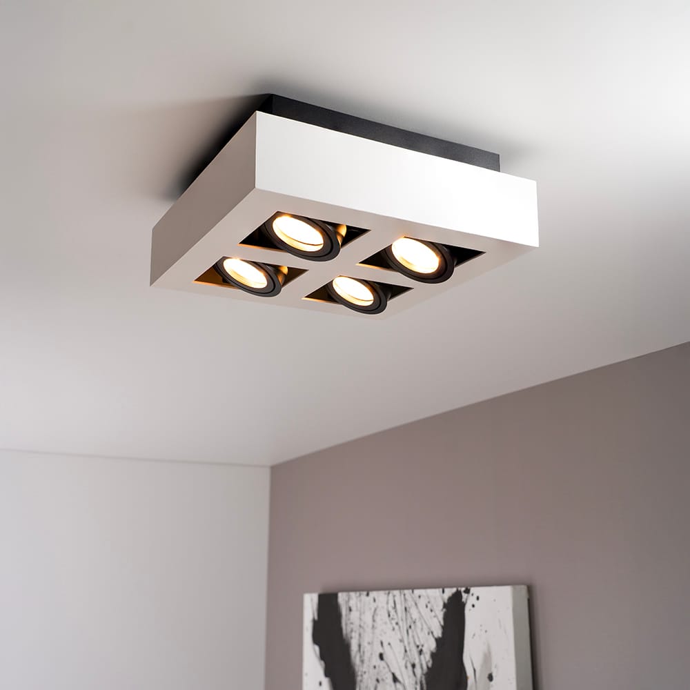 Pollux bianco II II by LUSENZ - Vierkante 4-lichts plafondlamp met richtbare spots