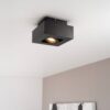 Pollux nero I by LUSENZ - Vierkante plafondlamp met richtbare spot