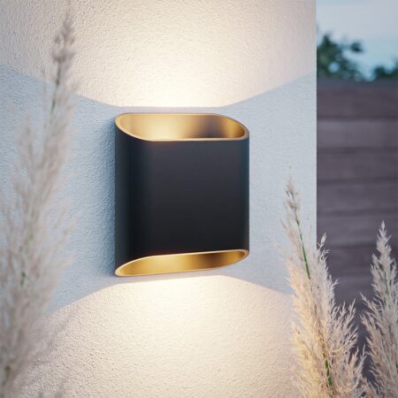 Ponta LED wandlamp - 3000K warm wit - 11 watt - 1100 lumen - Up & down light - IP65 voor binnen en buiten - Dubbelzijdige wandlamp - Zwart | HOFTRONIC