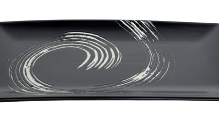 Porseleinen Bord - Black Maru - Zwart/Wit - 34 x 19cm | Geen Merk