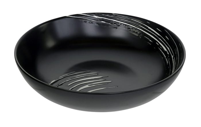 Porseleinen Kom - Black Maru - Zwart/Wit Design - 550ml - 17.8 x 4.5cm | Geen Merk