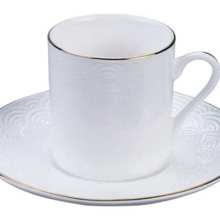 Porseleinen Kop en Schotel met Gouden Rand - Nippon White - 11.5cm 100ml | Tokyo Design Studio