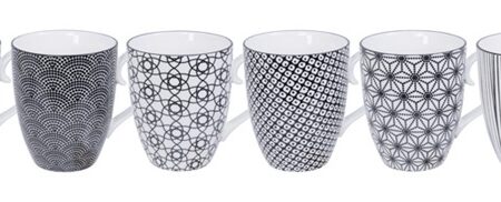 Porseleinen Mokkenset Nippon Black - Tokyo Design Studio - 6 stuks - 380ml - 8.5 x 10.2cm | Tokyo Design Studio