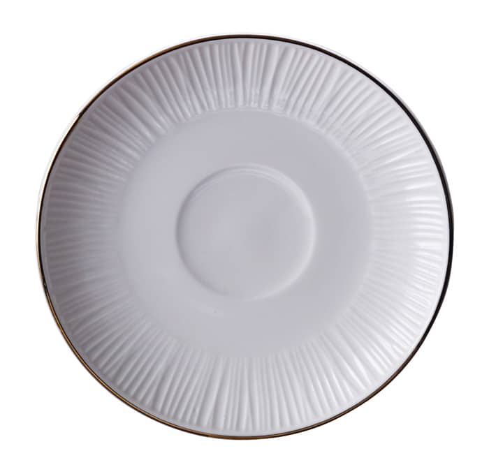 Porseleinen Onderzetter Nippon White - Lijnenpatroon met Gouden Rand - 100ml | Tokyo Design Studio